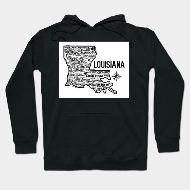 Louisiana Map Hoodie by fiberandgloss